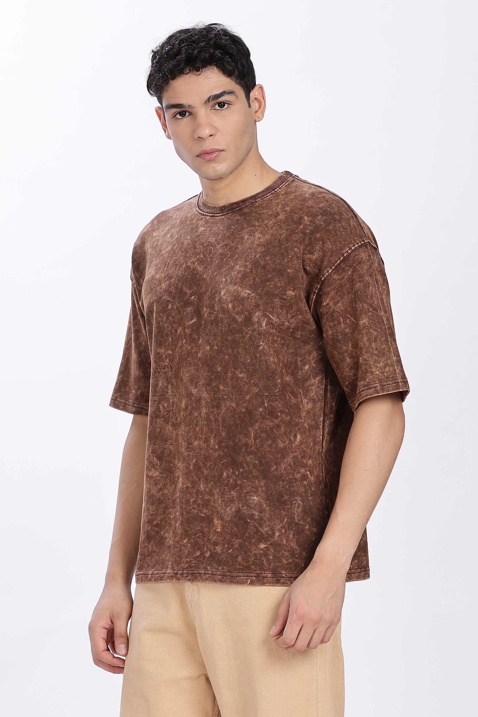 Acidwash Oversized French Terry Cotton T-shirt Without Branding